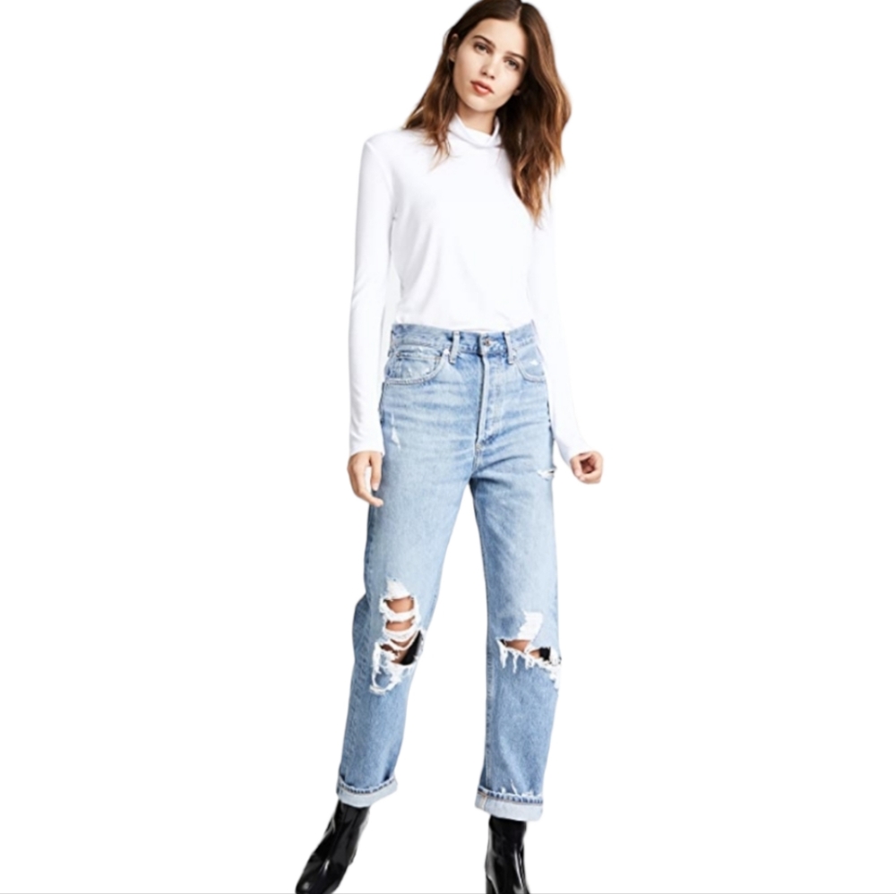 Agolde 90's Button Fly Distressed Loose Fit Jeans Size 24.